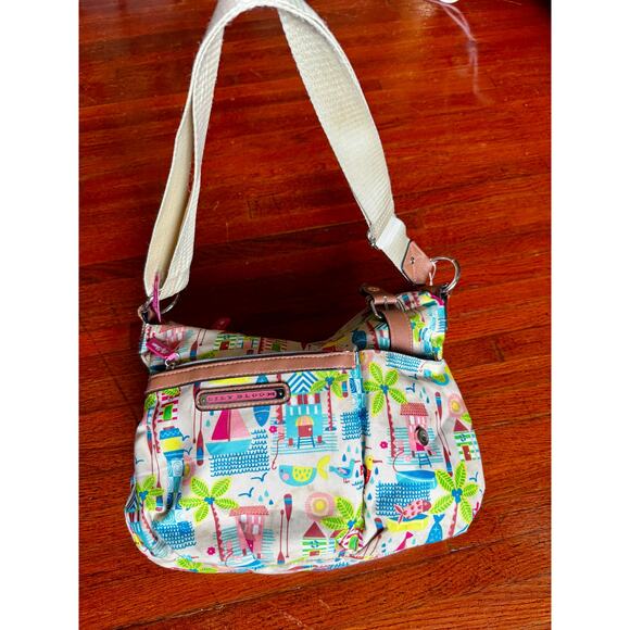 Lily Bloom Colorful Pink Green Crossbody Purse Shoulder Bag - Picture 2 of 6